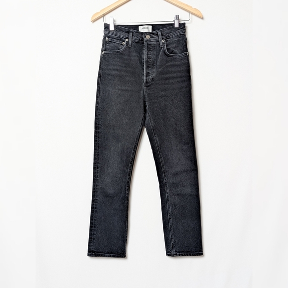 AGOLDE Riley Crop Jeans Black Straight Leg 24 - Picture 5 of 10